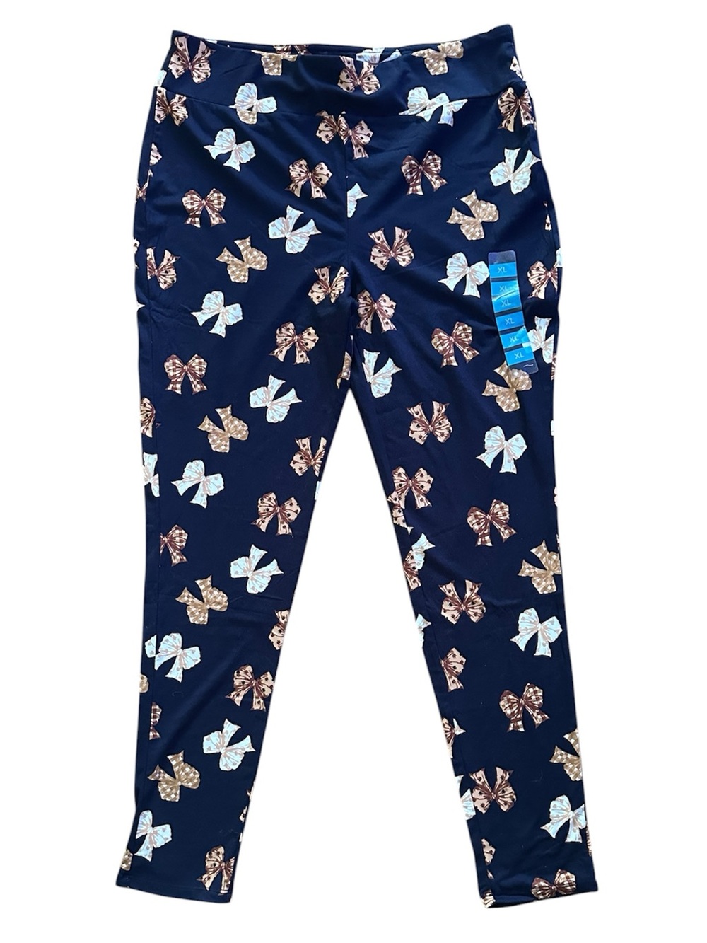 Feeling Festive Navy Bow Print Leggings